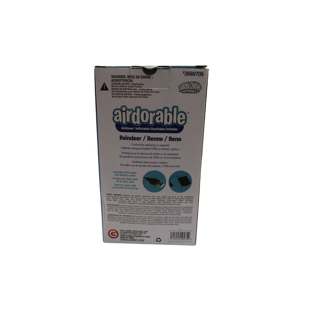 Airdorable Airblown Inflatable Reno Reindeer 22 In Christmas Indoor Use NIB - Picture 3 of 11